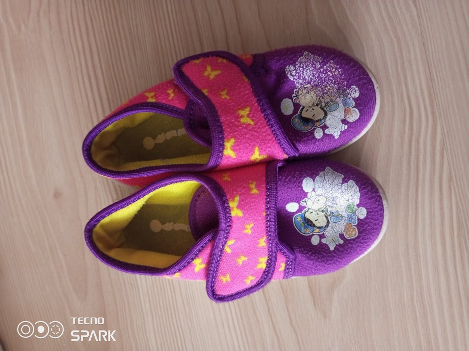 Mor Nakışlı Kız Çocuk Sıcak Terlikler - Görsel 4