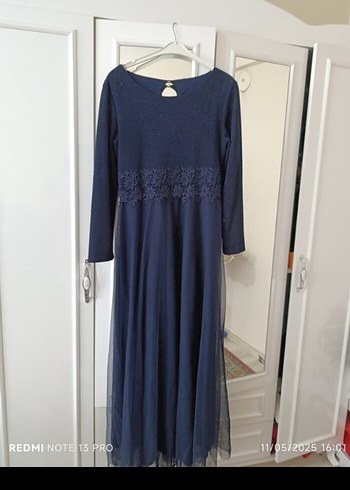 Dantel Detaylı Uzun Pembe Kadın Abiye Elbise - Görsel 9