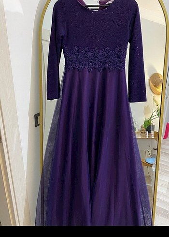 Dantel Detaylı Uzun Pembe Kadın Abiye Elbise - Görsel 8