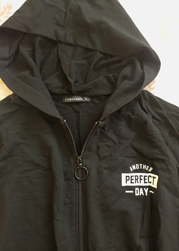 Kız Çocuk Kapüşonlu Fermuarlı Siyah Ceket - Görsel 3