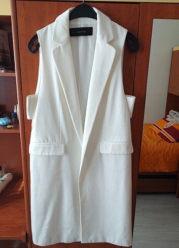 Zara basıc beyaz yelek blazer ceket