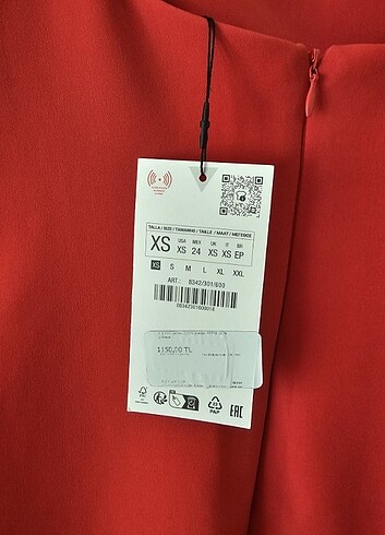 xs Beden kırmızı Renk Zara kırmızı mini elbise