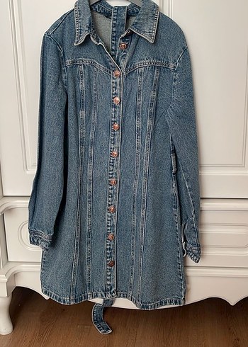 Stradivarius Mavi Denim Gomlek Elbise