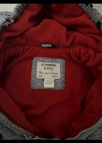 Kapüşonlu Gri Bebek Tulumu Mickey Baskılı - Görsel 3