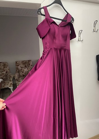 Bordo Drapeli Uzun Abiye Elbise - Görsel 2