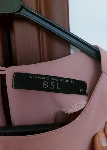 BSL FASHION Pembe Uzun bisiklet Yaka Elbise