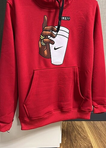 l Beden kırmızı Renk Nike Sweat Kapşonlu