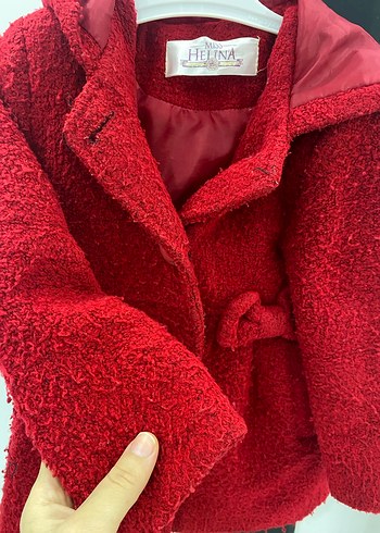 Kız Çocuk Kırmızı Kürklü Streetwear Kaban - Görsel 3