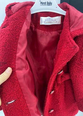 Kız Çocuk Kırmızı Kürklü Streetwear Kaban - Görsel 6