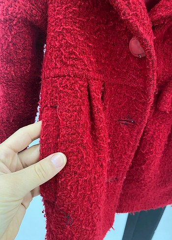 Kız Çocuk Kırmızı Kürklü Streetwear Kaban - Görsel 4