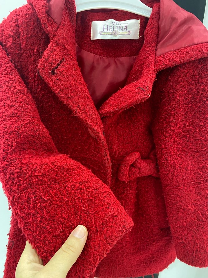 Kız Çocuk Kırmızı Kürklü Streetwear Kaban - Görsel 3