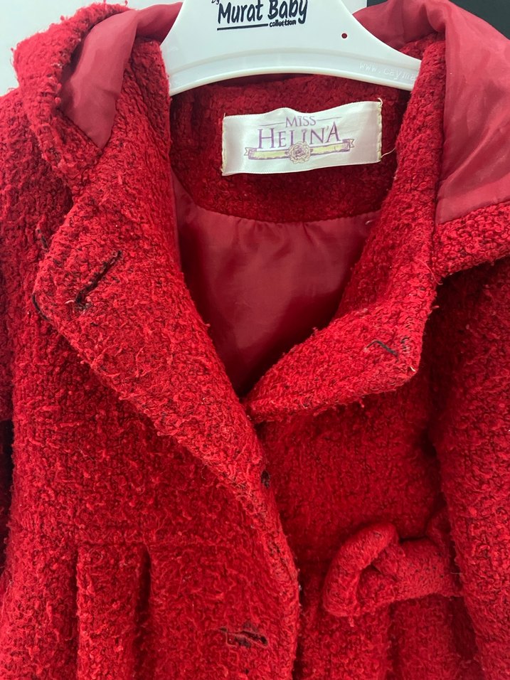 Kız Çocuk Kırmızı Kürklü Streetwear Kaban - Görsel 2