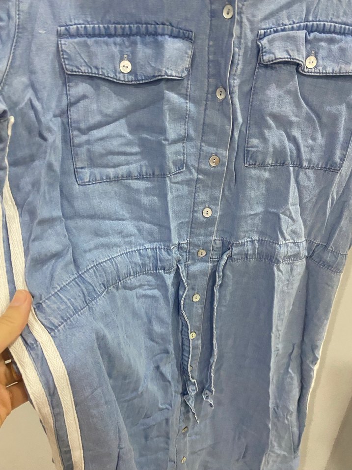 Düğmeli Uzun Kot görünümlü Elbise - Görsel 3