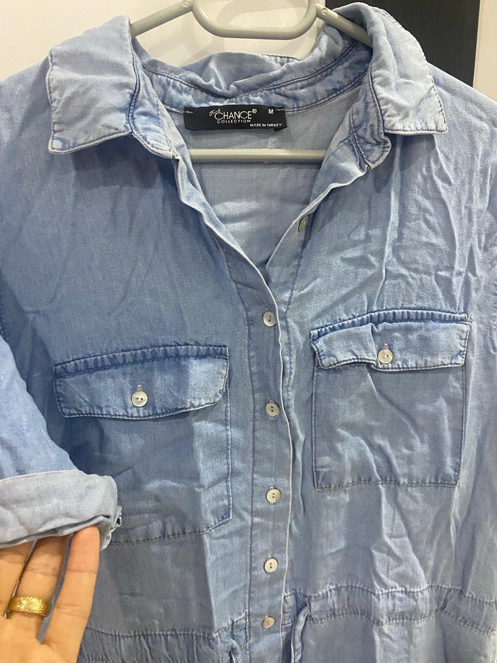 Düğmeli Uzun Kot görünümlü Elbise - Görsel 2