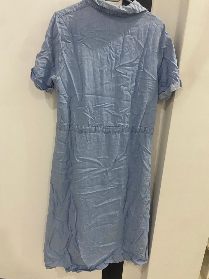 Düğmeli Uzun Kot görünümlü Elbise - Görsel 4