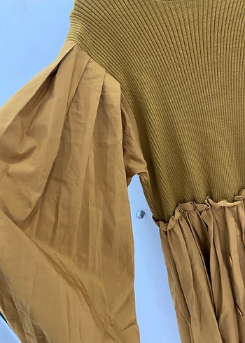 Kadın Bej Uzun Pilili Elbise - Görsel 2