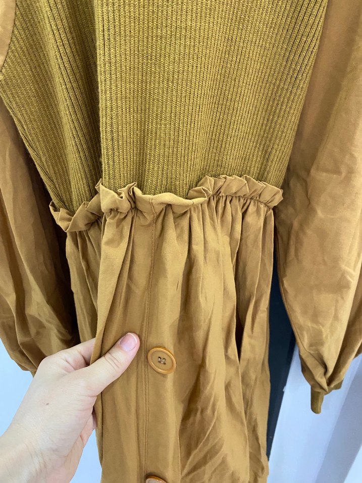 Kadın Bej Uzun Pilili Elbise - Görsel 3