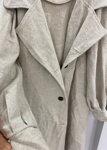 Krem  Uzun Düğmeli Kaban - Görsel 2