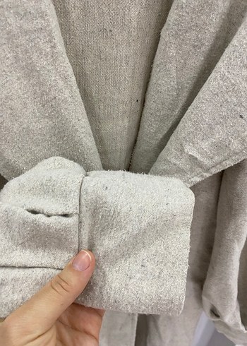 Krem  Uzun Düğmeli Kaban - Görsel 4