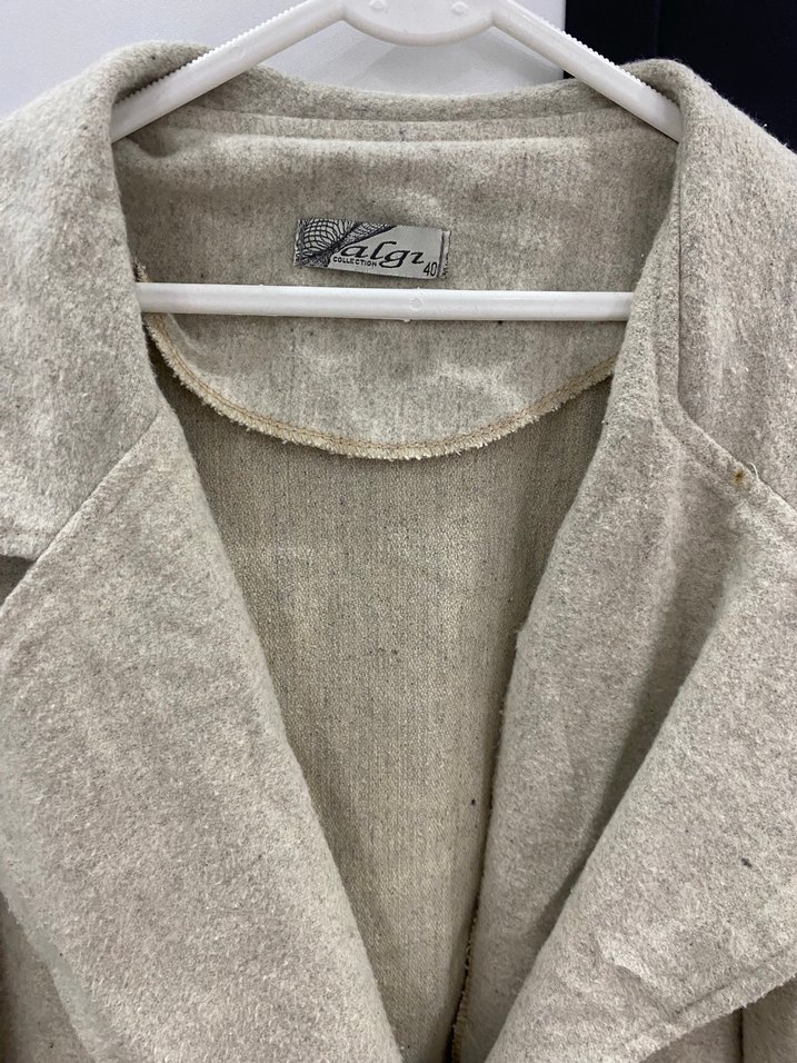 Krem  Uzun Düğmeli Kaban - Görsel 3