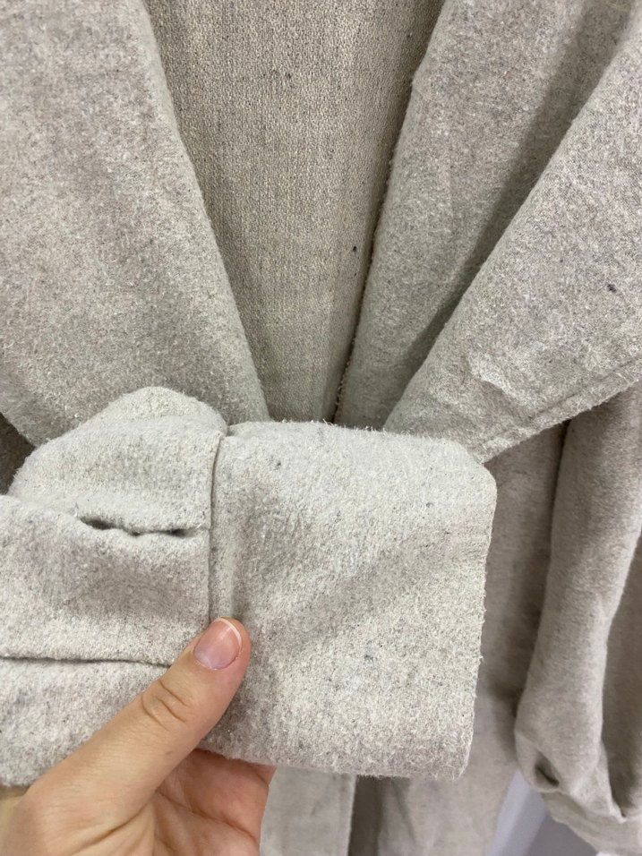 Krem  Uzun Düğmeli Kaban - Görsel 4