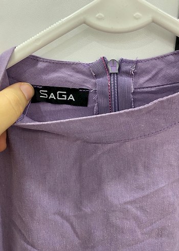 Uzun Kollu Mor Keten Tunik - Görsel 3