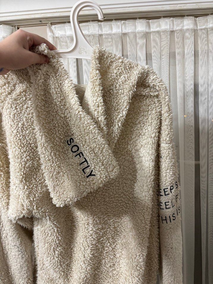 Bej Peluş Kadın Sweatshirt - Görsel 2