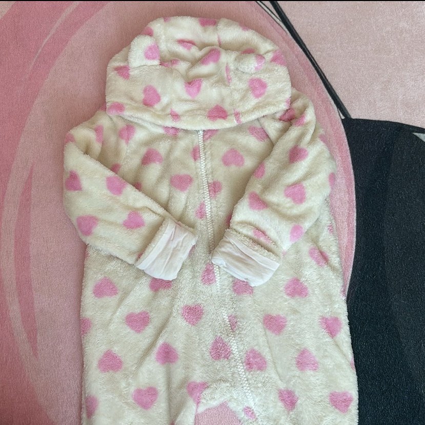 Kapüşonlu Pembe Kürklü Bebek Kız Tulumu - Görsel 3