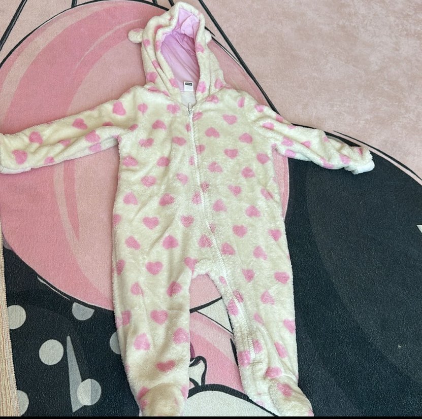 Kapüşonlu Pembe Kürklü Bebek Kız Tulumu - Görsel 2