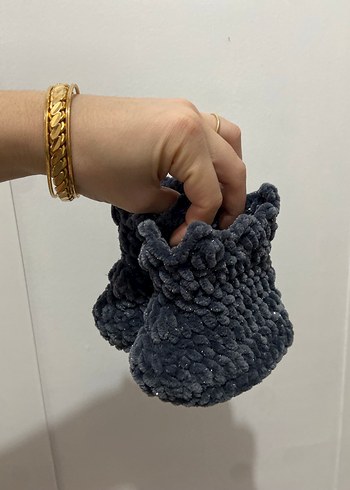 Kız Çocuk Gri Örgü Sıcak Ev Terliği - Görsel 4