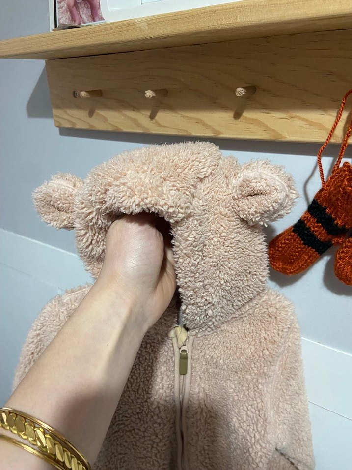 Kız Bebek Kapüşonlu Kahverengi Kürklü Tulumu - Görsel 4