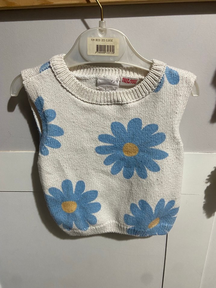 Çiçek Desenli Bohem Örgü Süveter - Görsel 2