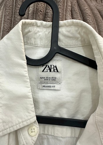 Zara Pamuklu Baskılı Beyaz Uzun Kollu Gömlek