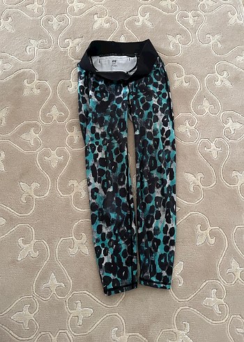 H&M Turkuaz Yılan Desenli Kadın Tayt