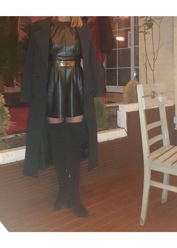 Siyah Süet Tokalı Stiletto Dizüstü Kadın Çizme - Görsel 10