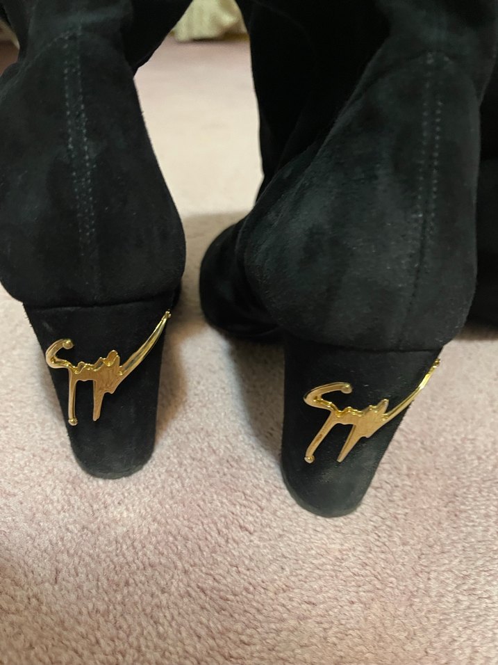 Siyah Süet Tokalı Stiletto Dizüstü Kadın Çizme - Görsel 3