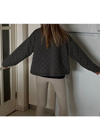 Kapitone ceket koyu gri xs-s beden - Görsel 11