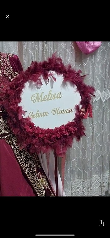 Melisa İsimli Gelin Tefi Bordo