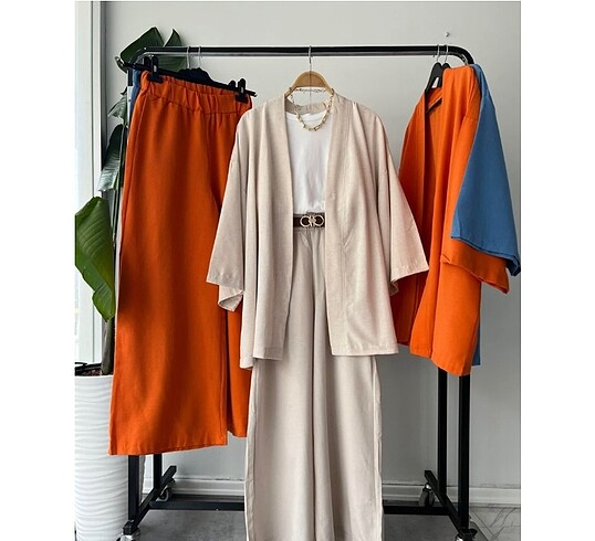 Kimono Takım Bej Rengi