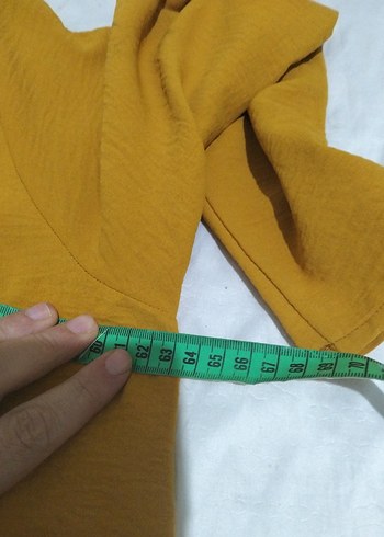 xxl Beden sarı Renk Sarı Uzun Kollu Basic Keten Tunik