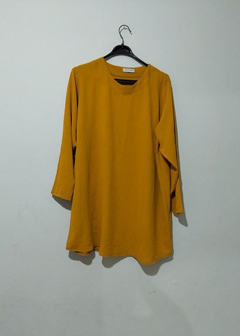 Sarı Uzun Kollu Basic Keten Tunik