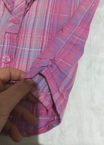 Pembe Fırfırlı Kısa Kollu çocuk Gömlek - Görsel 5