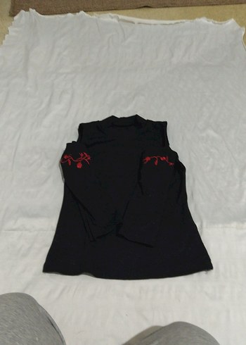 Kız Çocuk Siyah Uzun Kollu Goth Tişört - Görsel 7