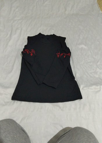 Kız Çocuk Siyah Uzun Kollu Goth Tişört - Görsel 2