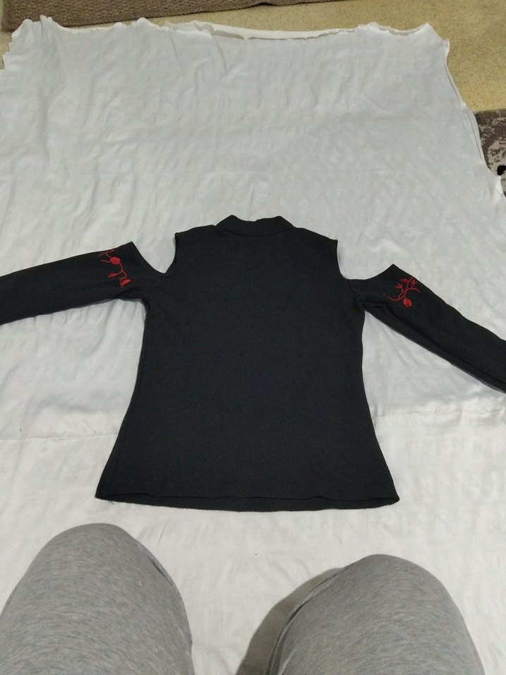 Kız Çocuk Siyah Uzun Kollu Goth Tişört - Görsel 3