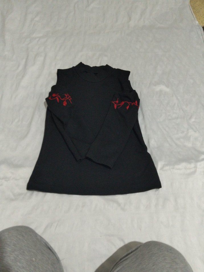 Kız Çocuk Siyah Uzun Kollu Goth Tişört - Görsel 2