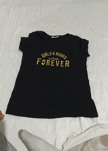 Siyah Pamuklu Baskılı kız çoçuk Tişört - Görsel 6