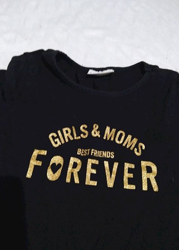 Siyah Pamuklu Baskılı kız çoçuk Tişört - Görsel 5