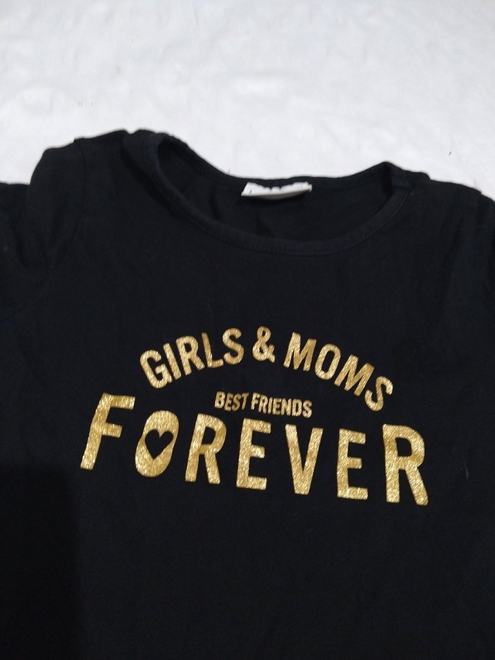 Siyah Pamuklu Baskılı kız çoçuk Tişört - Görsel 5