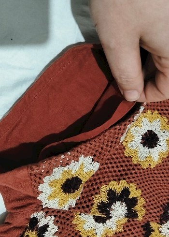 Bohem Çiçek Desenli Örgü Mini Şort - Görsel 5